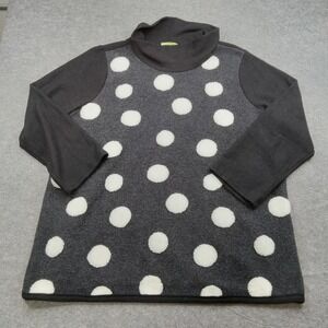 Trisha Tyler Sweater Womens XL Gray Polka Dot Cowl Neck Pullover Top Sweatshirt
